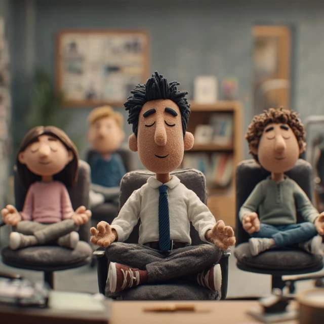 Office Meditation Claymation Calmness and Yoga