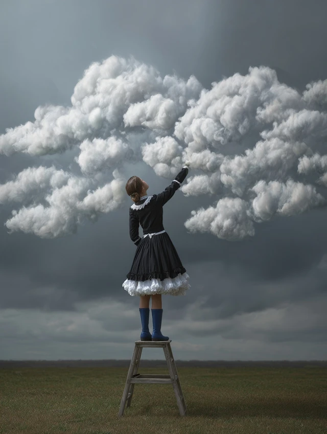 Surreal Dreamscape Touching the Clouds