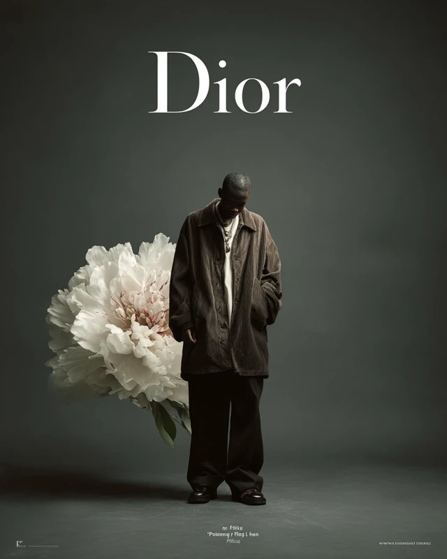 Dior Editorial Fashion Cover Oversized Jacket and Peony