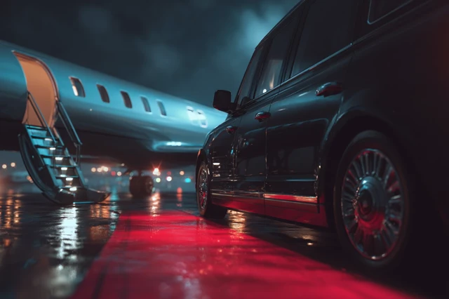 London Taxi Cab at Airport Night Scene Ultra Realistic
