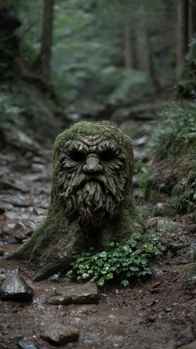 Ancient Tree Spirit in a Mossy Forest Scene