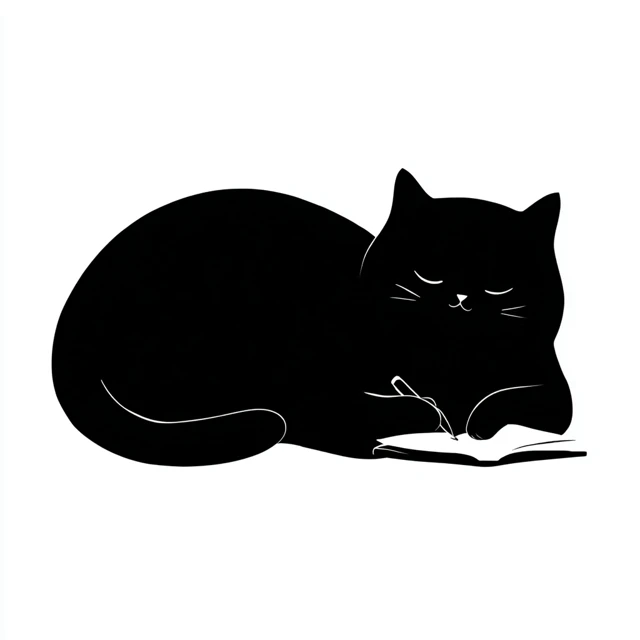 Black Cat Silhouette Clip Art Illustration for Holiday Design