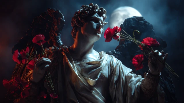 Morpheus God of Dreams with Poppies Mystical Art
