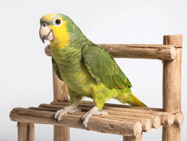 Parrot on Perch Stand Ladder Isolated on White