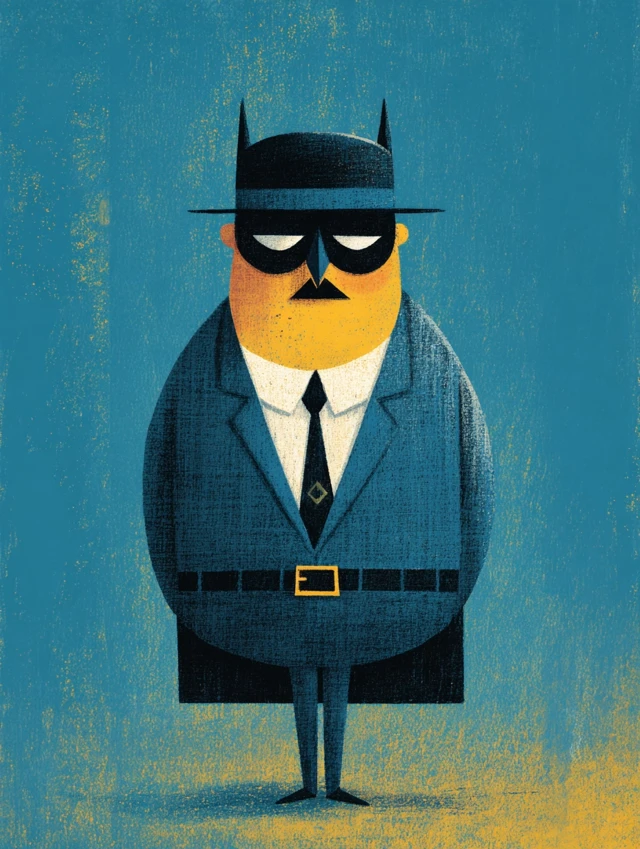 Abstract Illustration of a Detective Smoking a Pipe