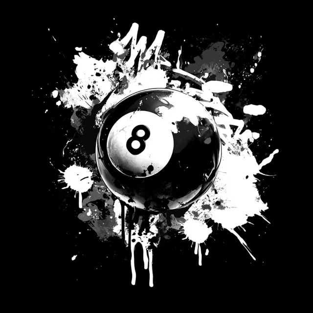 8 Ball Graffiti Car Decal Black and White Design