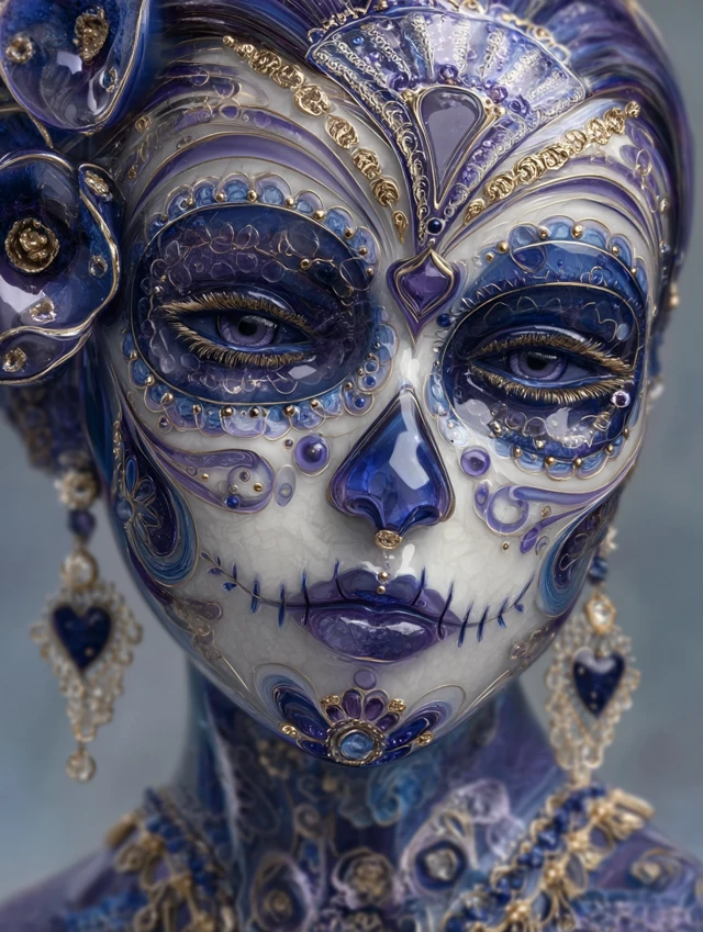 Day of the Dead Glass Art Girl Murano Style