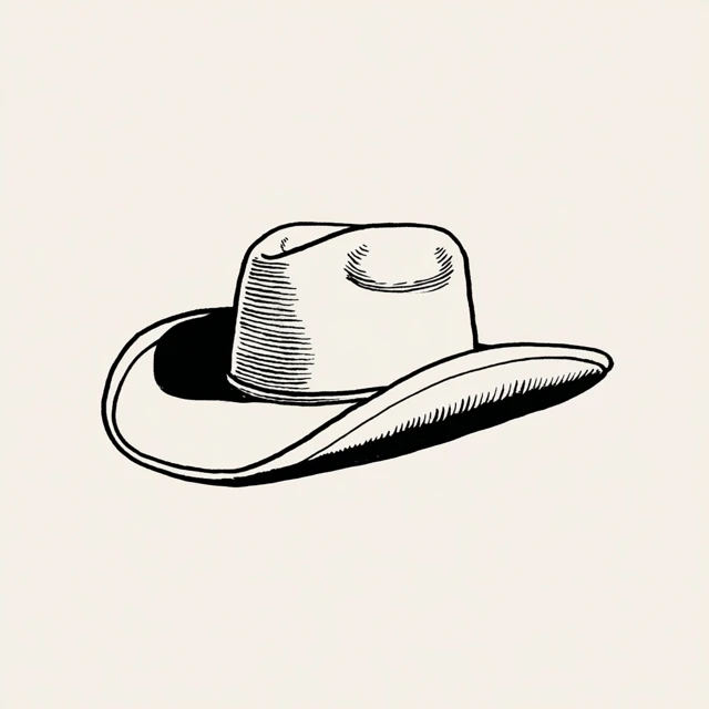 Cowboy Hat Simple Line Art Illustration
