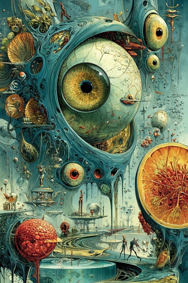 Atomic Age Surrealism Translucent Figures Art