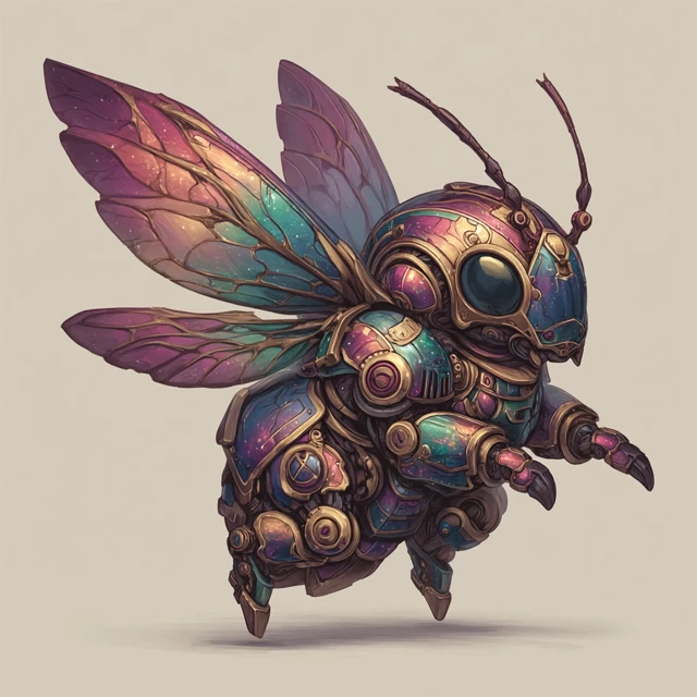 Chibi Beetle Humanoid Comic Book Style Art