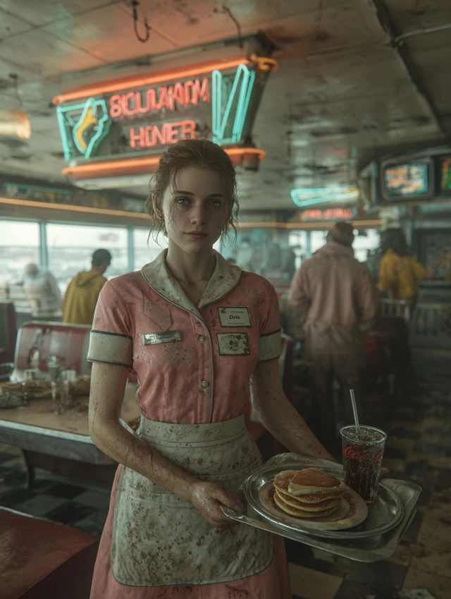 Leia Diner Retro Diner Waitress Melancholy Americana