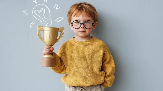 Gifted Toddler Wins Trophy Early Genius Concept