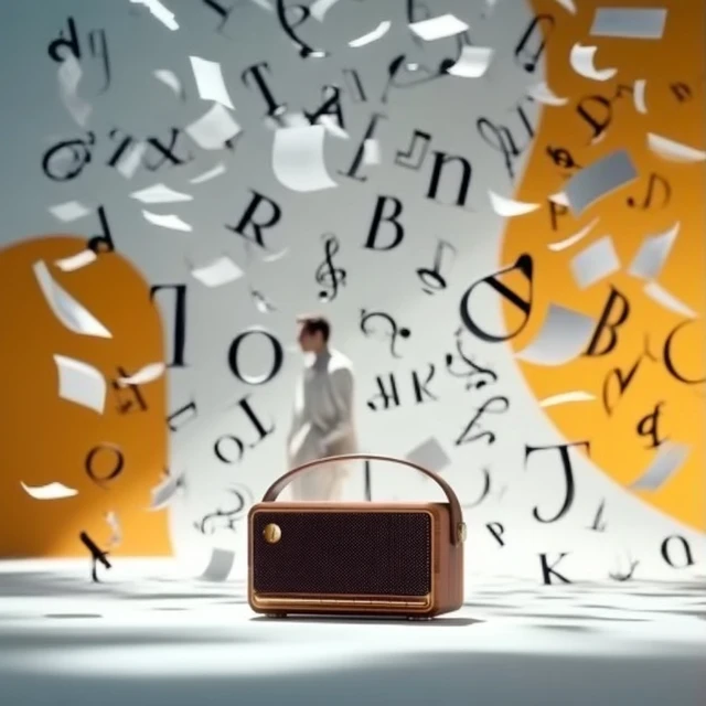 Wooden Speaker Design with Soft Shadows and Abstract Music