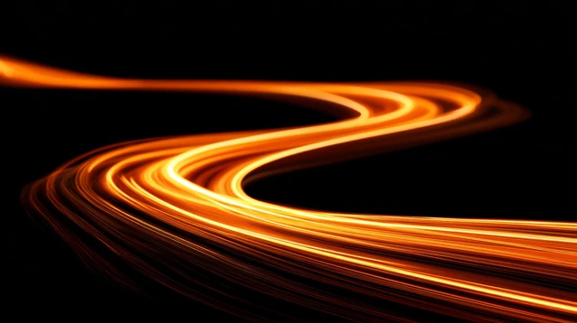 Glowing Orange Light Trails Abstract Art