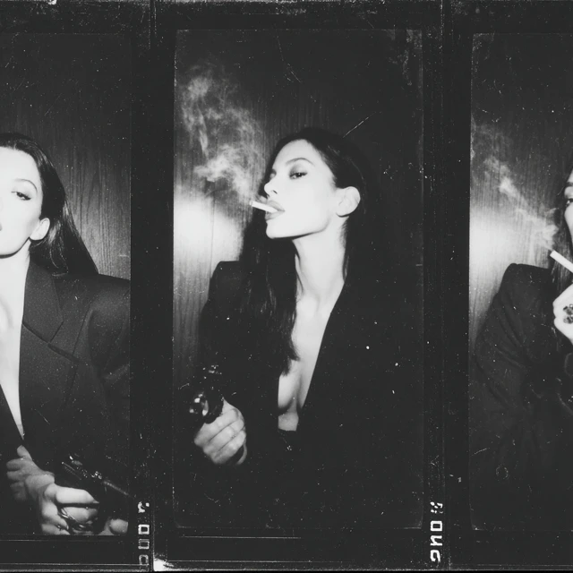 Black and White Film Photography Woman and Gun