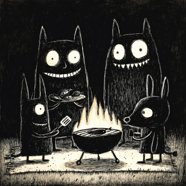 Monsters Having a BBQ Picnic