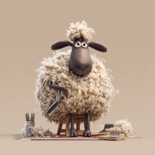 Funny Cartoon Sheep Getting Sheared