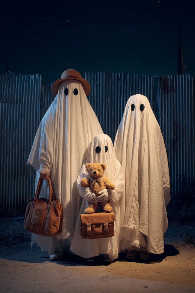 Spooky Halloween Family Photo Ghosts
