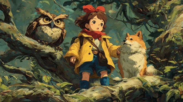 Magical Forest Scene Studio Ghibli Style