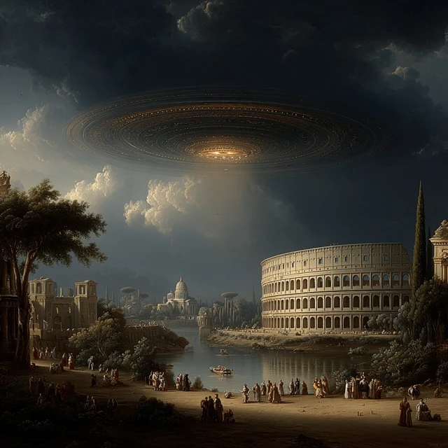 UFO Over Ancient Rome and the Colosseum