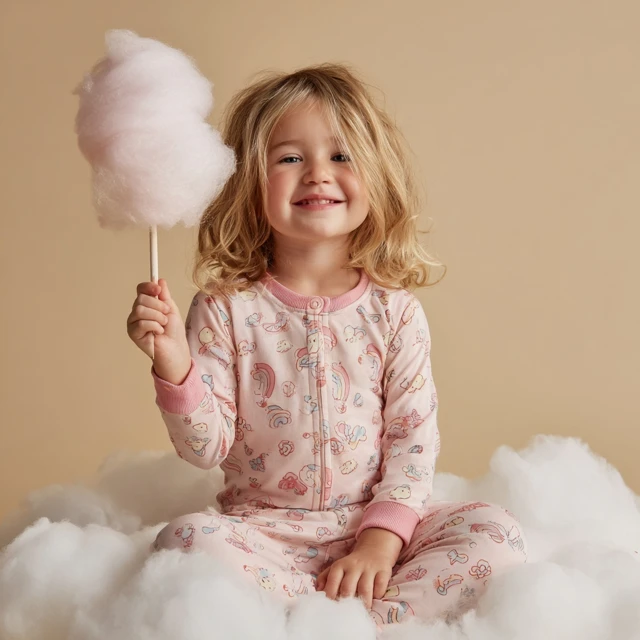Cute Girl with Cotton Candy on Cloud Photography