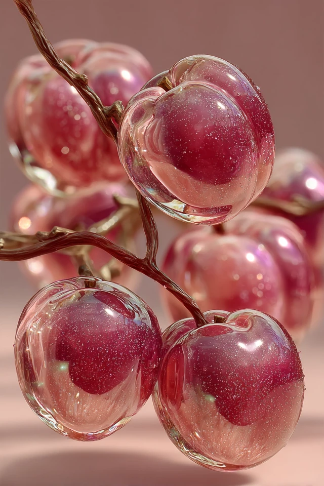 Glass Peaches Macro Photo Realistic