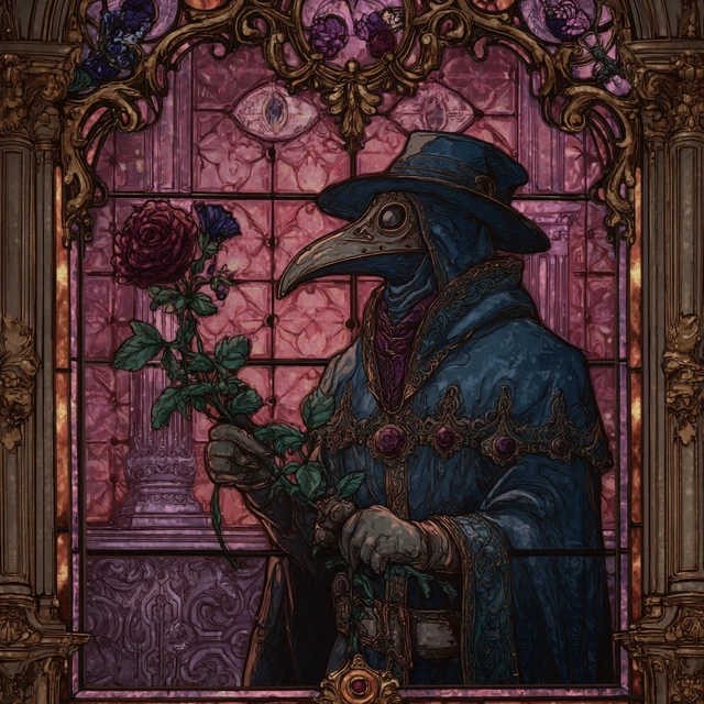Plague Doctor Stained Glass Artwork Gothic