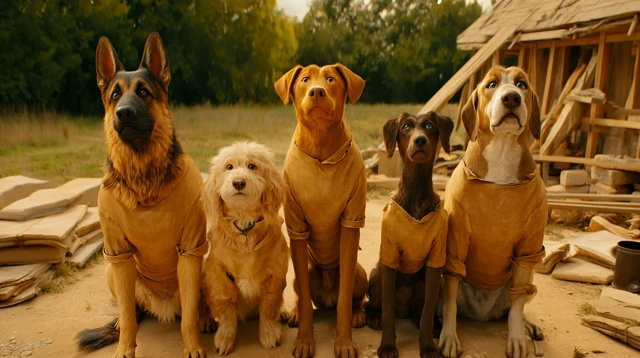 Shocked Dogs at Construction Site