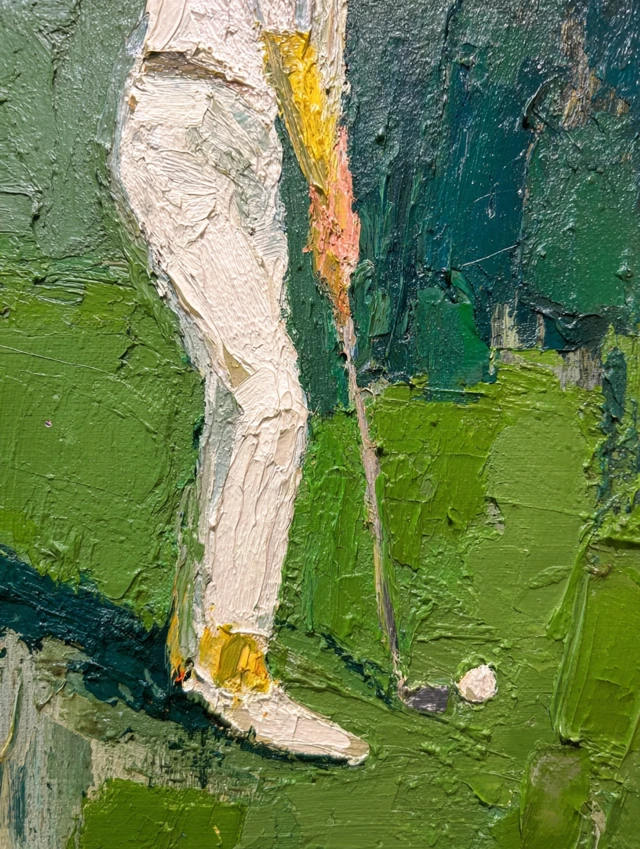 Abstract Golf Painting Woman on Green