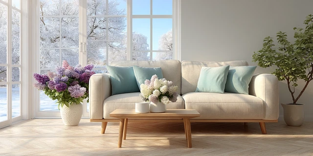 Minimalist Living Room Design with Snowy View