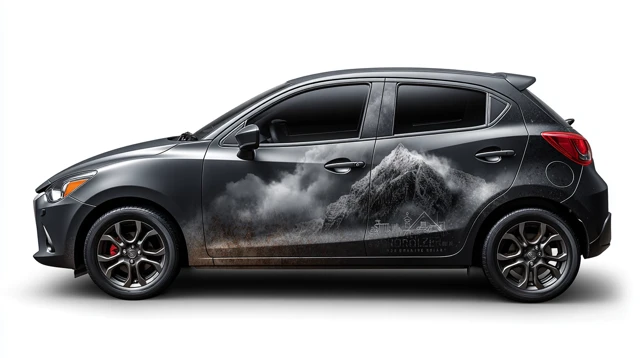 Car Wrap Design Mountain Black White Kuzbass Region