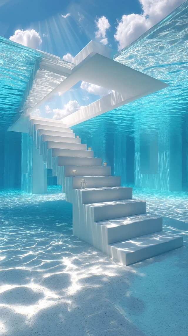 Underwater Swimming Pool with Stairs - Cinematic Lighting