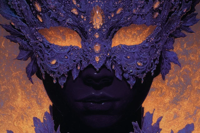 Surreal Mask UV Light Graphic Design Collage