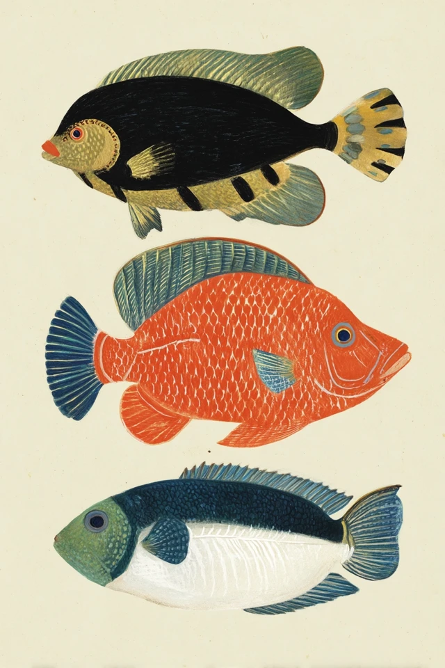 Colorful Fish Drawing Illustration Art