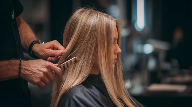 Haircut Blonde Woman Salon Professional Hairdresser