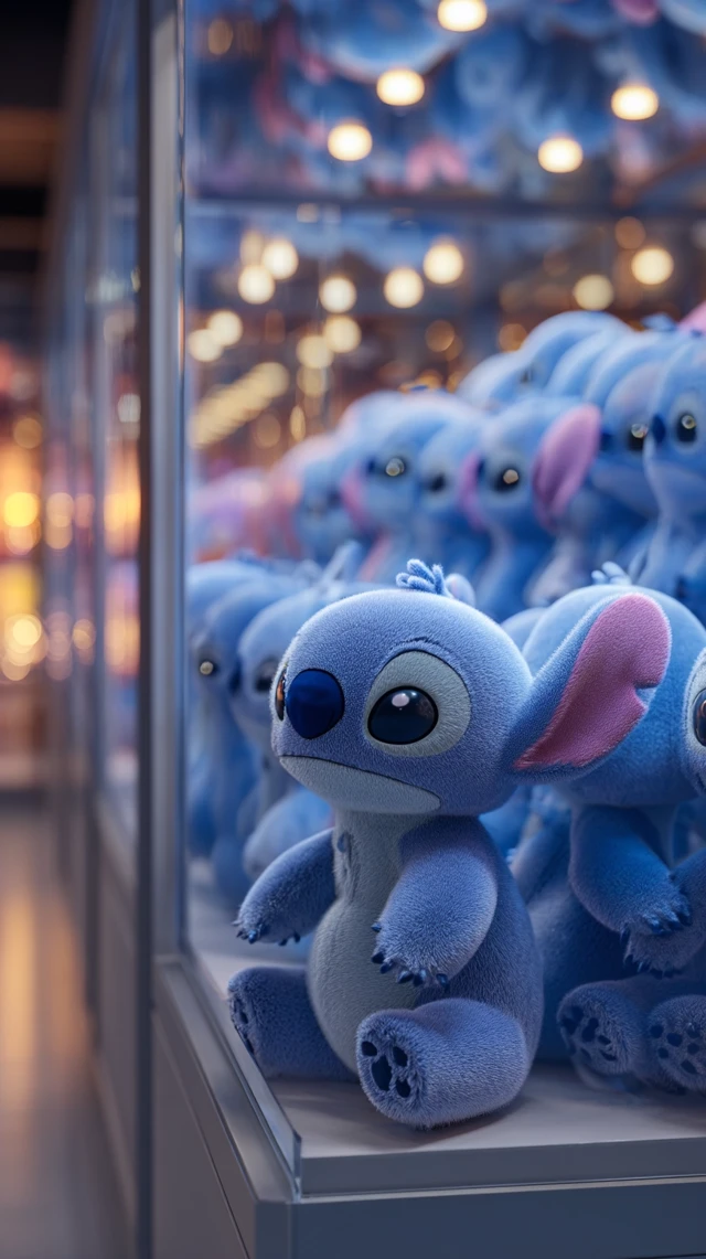 Stitch Plush Toys in a Claw Machine 3D Render
