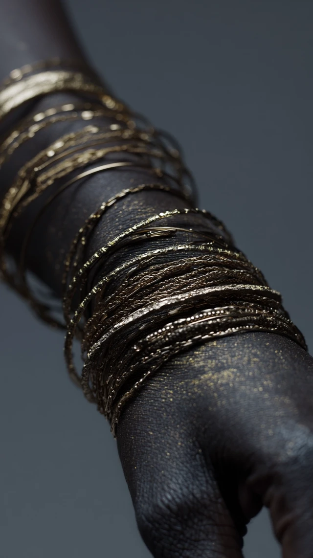 Gold Bracelet Arm: Black Woman, Elegant Jewelry