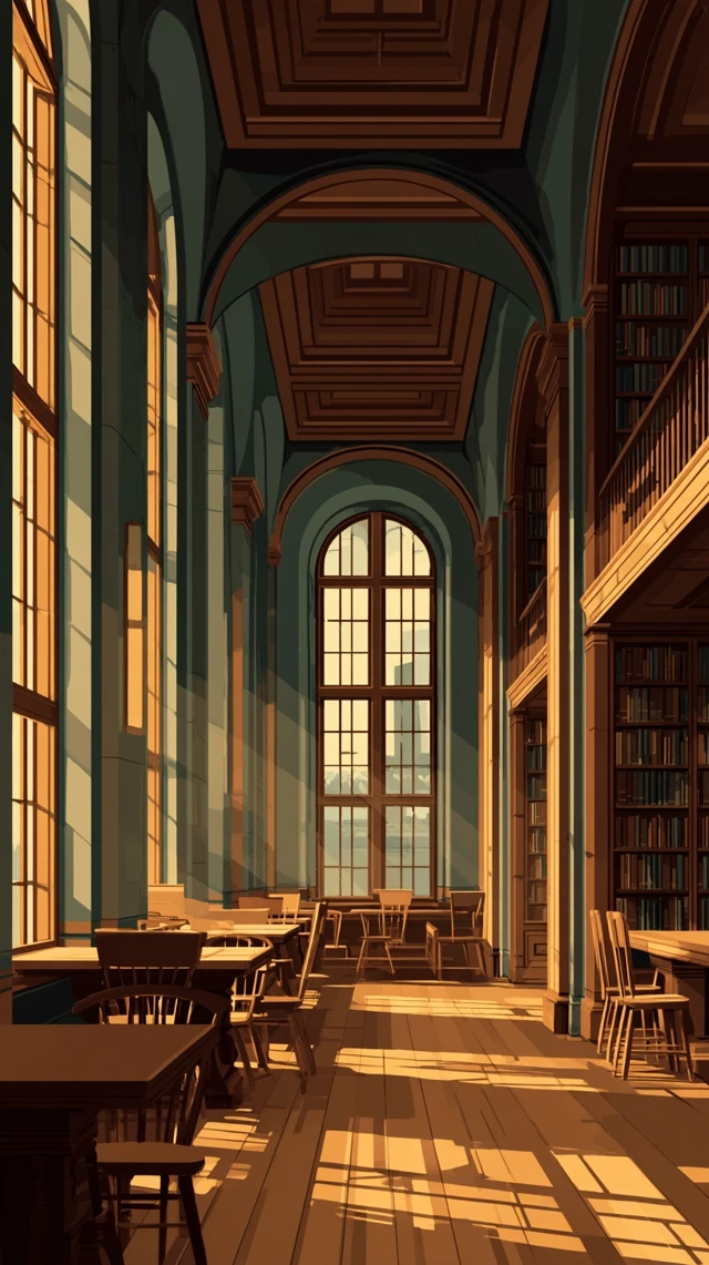 Harvard Library Reading Room Illustration