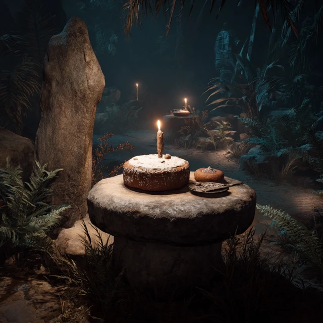 Primitive Tribe Cake Celebration at Night Unreal Engine 5