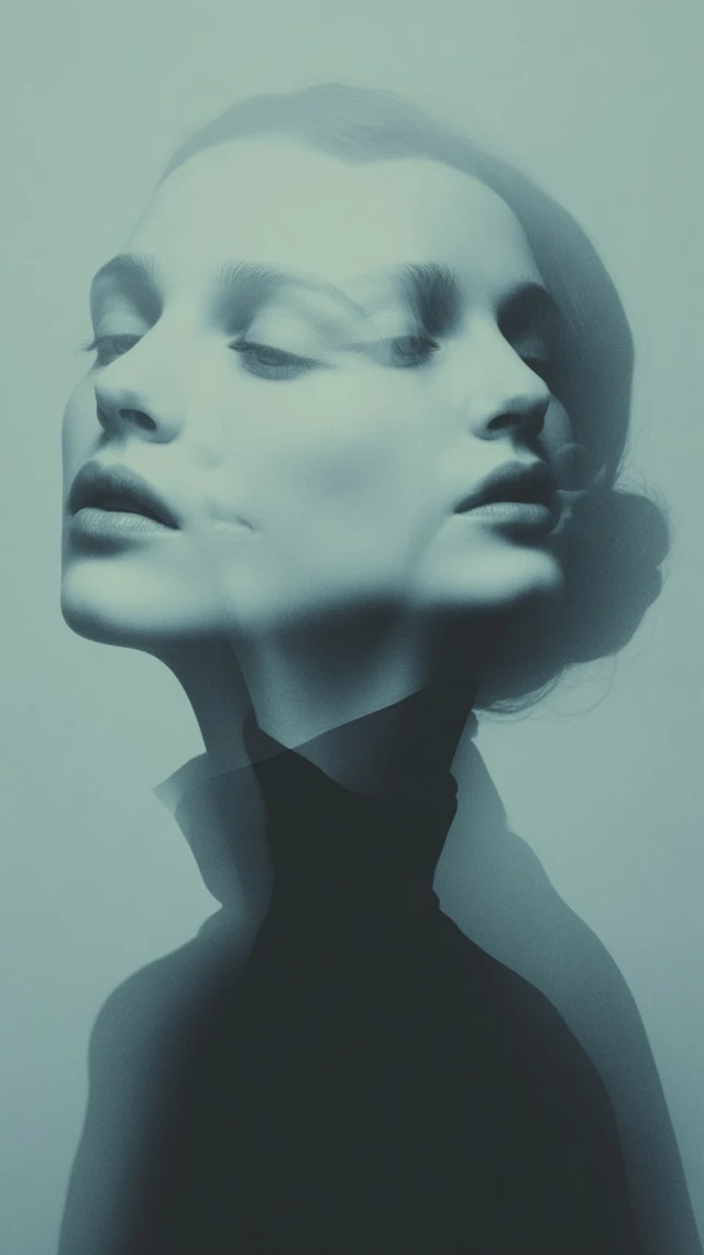 Ethereal Fashion Portrait Double Exposure