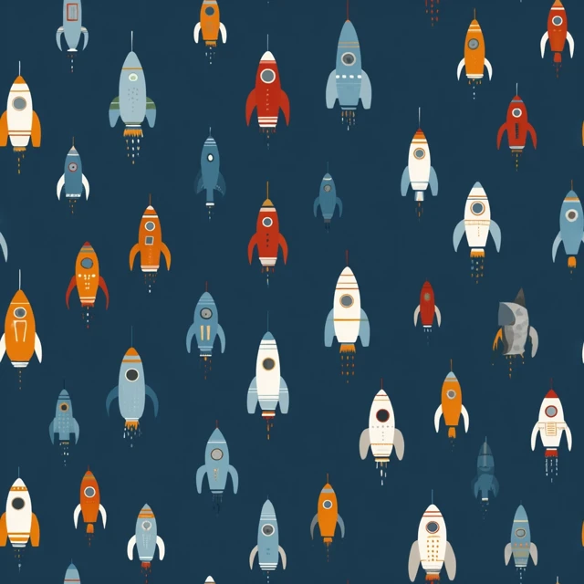 Space Rockets Seamless Pattern Illustration