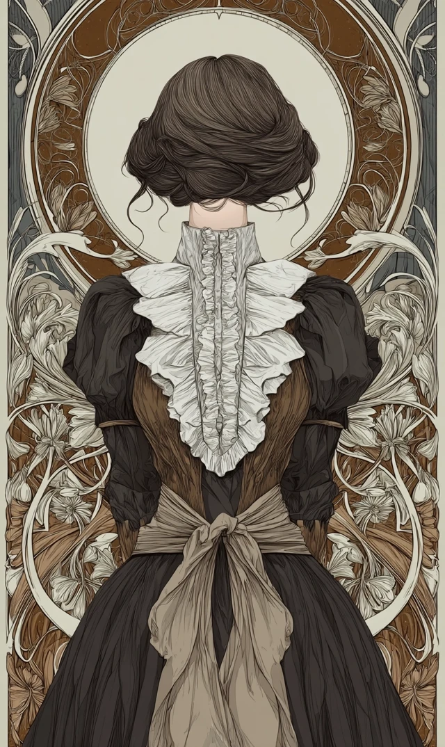 Art Nouveau Victorian Lady Faceless Artwork