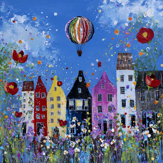 Whimsical Amsterdam Painting Springtime Flowers