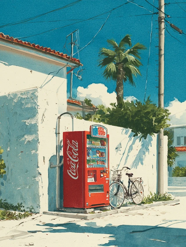 Japanese Summer Scene Coca Cola Vending Machine