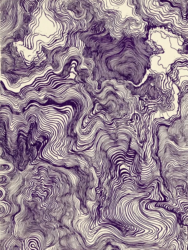 Abstract Art with Curved Lines and Concentric Shapes