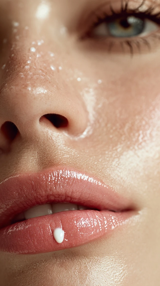 Beauty CloseUp Stunning Woman Soft Skin Glossy Lips
