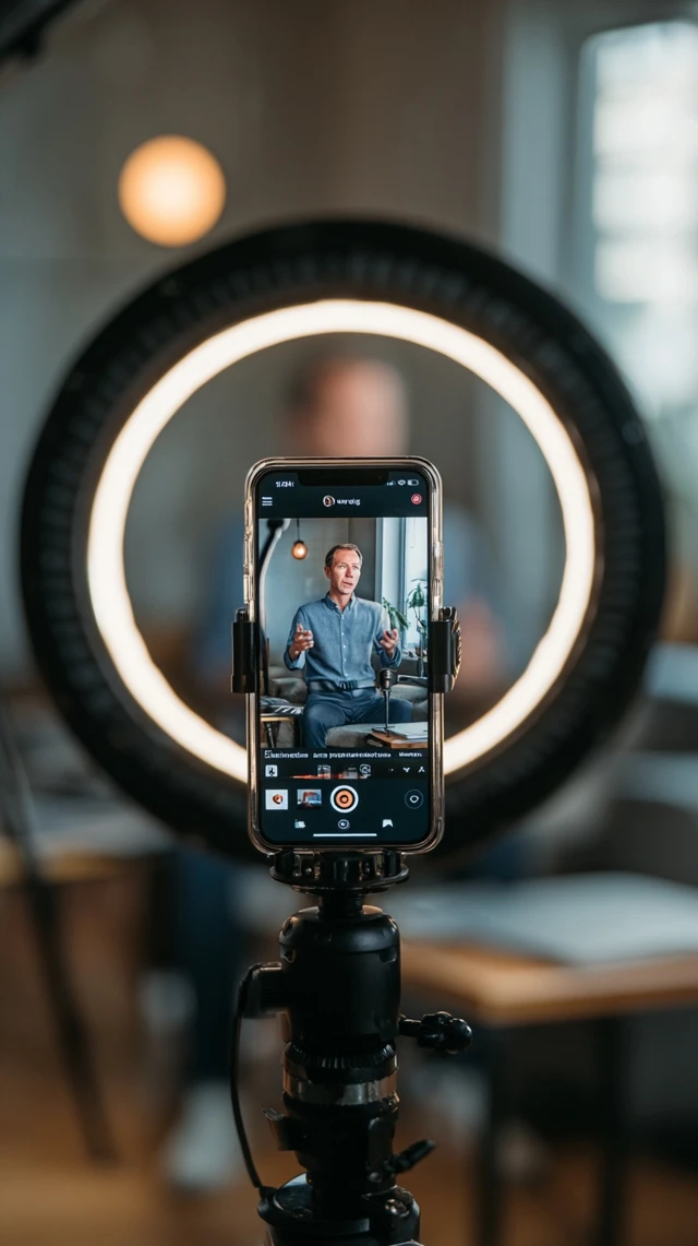 Ring Light Setup Smartphone Video Recording