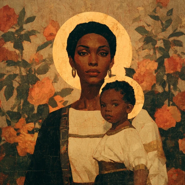 Black Mother and Child Renaissance Painting
