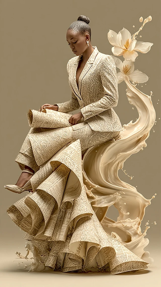 Editorial Fashion Art Cream Liquid Female Figure
