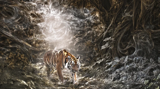 Tiger in Rainforest Fractal Art National Geographic